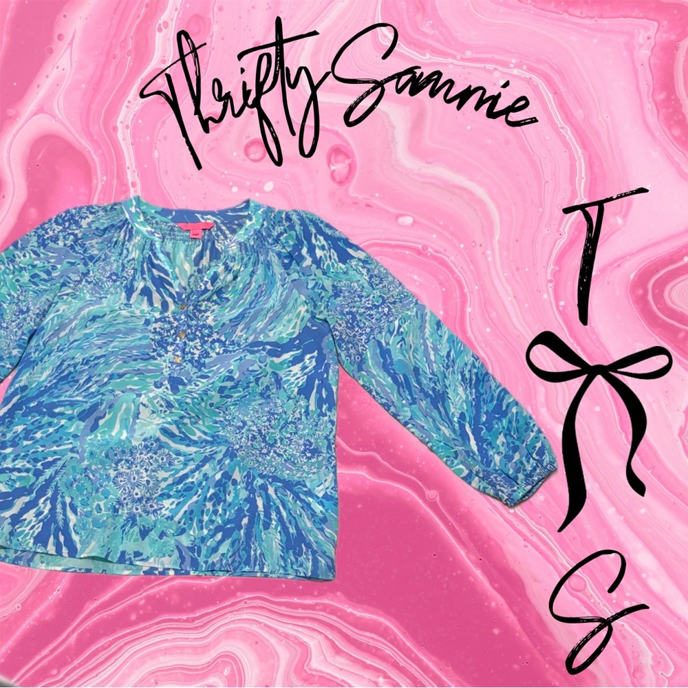 Lilly Pulitzer Blue and Green Blouse